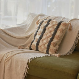 Наволочка декоративная с кисточками SL Home, 45×45 см, серая, бежевая