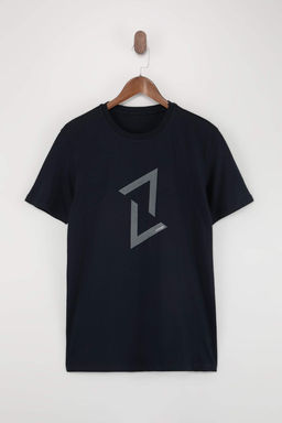 Siyah-Gri 2li Paket Regular/Normal Kal?p Bask?l? %100 Pamuk T-Shirt TMNSS26TS00043