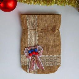 Мешок новогодний "Цветочные украшения", мешковина, 17х24 см, 650 гр,