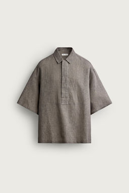 CAMISA POLO RELAXED FIT LINO - ALGOD?N / Gris vigor? - Zara фото 7