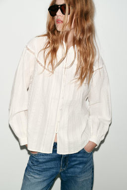LACE AND PINTUCK SHIRT - Zara фото 10
