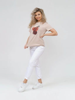 Футболка женская, цвет бежевый коричневый