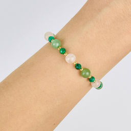 Браслет (Анахата) регулируемый из Малахита, Розового кварца и Авантюрина - Радуга самоцветов фото 2