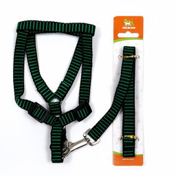 Комплект амуниции рельефный, поводок 120 х 1,5 см, ОГ 36-49 см, зелёно-чёрный - Пижон фото 7