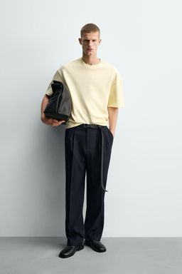 SUDADERA RELAXED FIT INTERLOCK / Amarillo claro