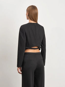 Блузка укороченная в полоску, B3080/plumet