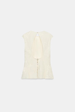CAMISA PEPLUM JACQUARD ZW COLLECTION / Crudo / Beige - Zara фото 8