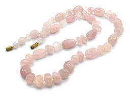 Розовый кварц бусы галтовка 62см, 90г