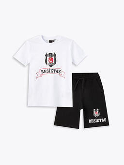 Bisiklet Yaka Be?ikta? Bask?l? Erkek ?ocuk Ti??rt ve ?ort