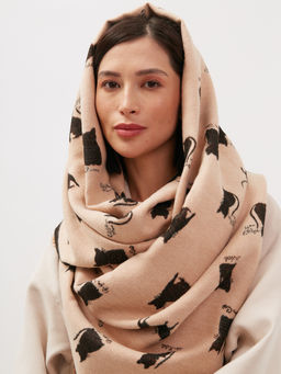 в составе шерсть Большой, мягкий, теплый двусторонний палантин с принтом - Tantino фото 5