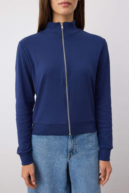 Lacivert Fermuarl? Slim/Vucuda Oturan Orme Sweatshirt TWOSS25SW00006 - Trendyolmilla фото 11