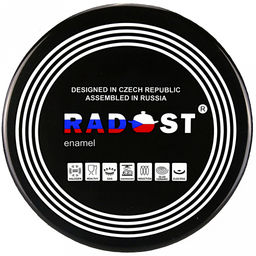 "Каллы" Кастрюля эмалированная 3л, д18см, сферическая форма, металлическая крышка с пластмассовой ручкой-кнопкой, ободок из нержавеющей стали, белый (Россия)