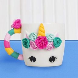 Кружка для декора полимерной глиной Волшебный единорог, 300 мл.