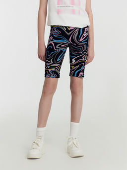 Шорты для девочек черные с принтом линии - Mark formelle фото 2