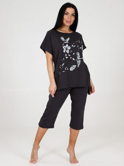 370-ДК ЖЕНСКИЙ ДОМАШНИЙ КОСТЮМ (бриджи) (Темно-серый) - А-дина фото 2