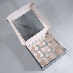 Цена за 5 шт. Коробка для капкейков, кондитерская упаковка с окном, 9 ячеек «Звёздочки», 25×25×10 см