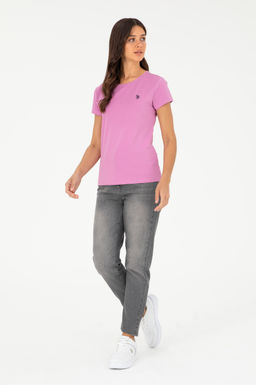 Женская фиолетовая базовая футболка - U.s. polo assn фото 4