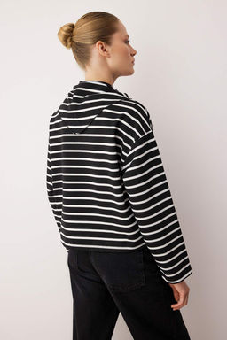 Siyah Cizgili Sal Detayl? Oversize/Genis Kal?p Ince Orme Bluz TWOAW26BZ00250 - Trendyolmilla фото 4