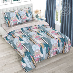 Постельное белье Ирвинг с простынью на резинке (поплин DE LUXE) Семейный/Пододеяльник: 2 шт. - 215*145; Простыня на резинке: 1 шт. - 200*180; Наволочка: 2 шт. - 70*70; DE LUXE с простынью на резинке