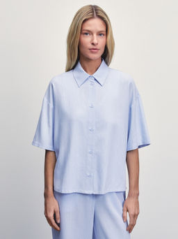 Льняная рубашка прямого кроя / Zarina  фото 4