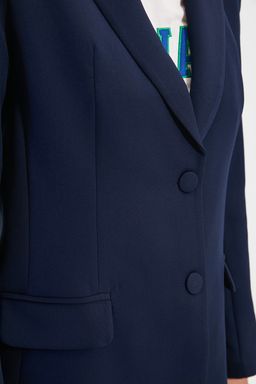 TRENDYOLMILLA Lacivert Regular Astarl? Dokuma Blazer Ceket TWOSS20CE0126  фото 4