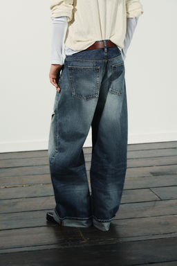 TRF BAGGY FOLDED RIPPED MID-WAIST JEANS - Zara фото 4