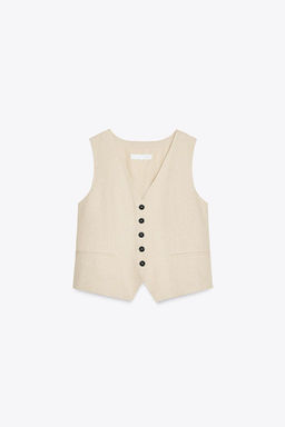 LINEN BLEND TAILORED WAISTCOAT - Zara фото 3