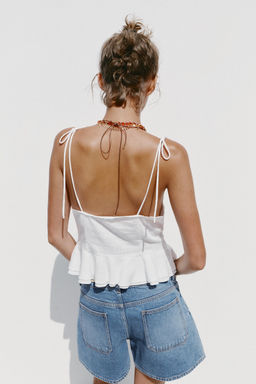 ROMANTIC TOP WITH PINTUCKS IN A LINEN BLEND - Zara фото 4