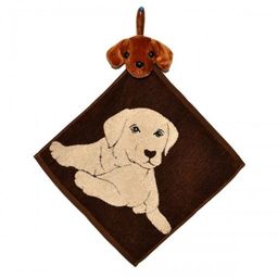 Полотенце с головой собаки, кухонное, махровое "Хочу играть", цвет коричневый