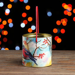 Подарочная коробка, тубус Снегири с рябиной 120 х 120 мм (100 мм внутр. высота) - Simaland фото 3