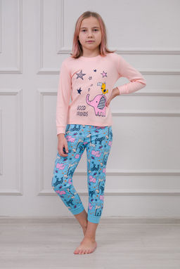 Пижама подростковая из интерлока Улыбка розовый слон