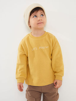 Bisiklet Yaka Uzun Kollu Bask?l? Erkek Bebek Sweatshirt