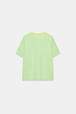 CAMISETA RAYAS ALGOD?N Y LINO / verde lavado - Zara фото 6