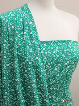 Штапель Белые незабудки цв.насыщенный нефритовый, ш.1.44м, вискоза-100%, 100гр/м.кв - Купава фото 8