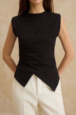 Siyah Fitted/Vucuda Oturan Kolsuz Pamuklu Esnek Orme Bluz TWOSS26BZ00081 - Trendyolmilla фото 3