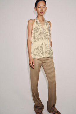 TOP HALTER BORDADOS ZW COLLECTION LIMITED EDITION / Beige