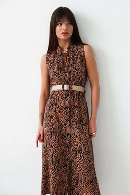 Martichelli Платье, как из к/ф Красотка, кофейное с принтом фото 3