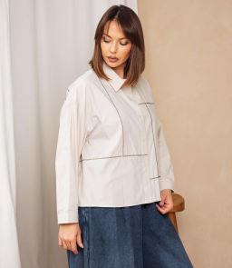 Рубашка #КТ2225 (3), бежево-серый - Dommod фото 2