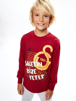 Bisiklet Yaka Galatasaray Bask?l? Uzun Kollu Erkek ?ocuk Pijama Tak?m? - Waikiki фото 5