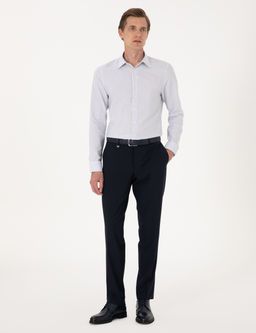 Mavi Slim Fit _izgili Uzun Kollu G_mlek