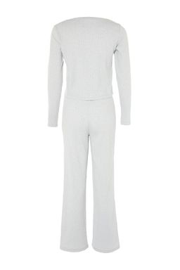 Trendyolmilla Gri Slogan Lastik Detayl? Fitilli Orme Pijama Tak?m? THMAW21PT0269  фото 15