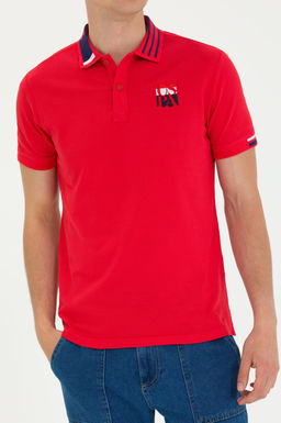 Мужская красная футболка с воротником-поло - U.s. polo assn фото 7