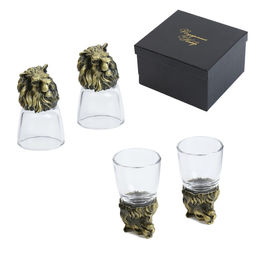 Подарочный набор рюмок-перевёртышей 3 в 1 «Лев», на 2 персоны, рюмка 50 мл, карты