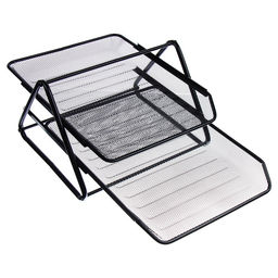 Лоток для бумаг горизонтальный, металлическая сетка, 2 отделения, чёрный