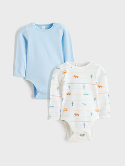 Bisiklet Yaka Erkek Bebek ??t??tl? Bodysuit 2li