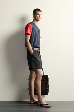 CAMISETA REGULAR FIT COLOR BLOCK / rojo/marino - Zara фото 4