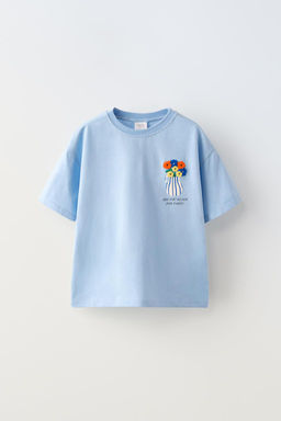T-SHIRT WITH FLOWER EMBROIDERY