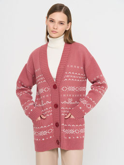 Кардиган женский 5242-1796. 2301126/6000085 розовый антик/оттепель