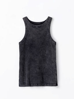 Топ женский черный с обработкой эйсид в рубчик - Mark formelle фото 5