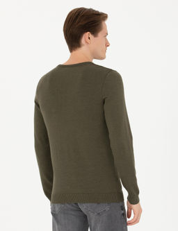 Базовый свитер приталенного кроя цвета хаки - Cacharel фото 5